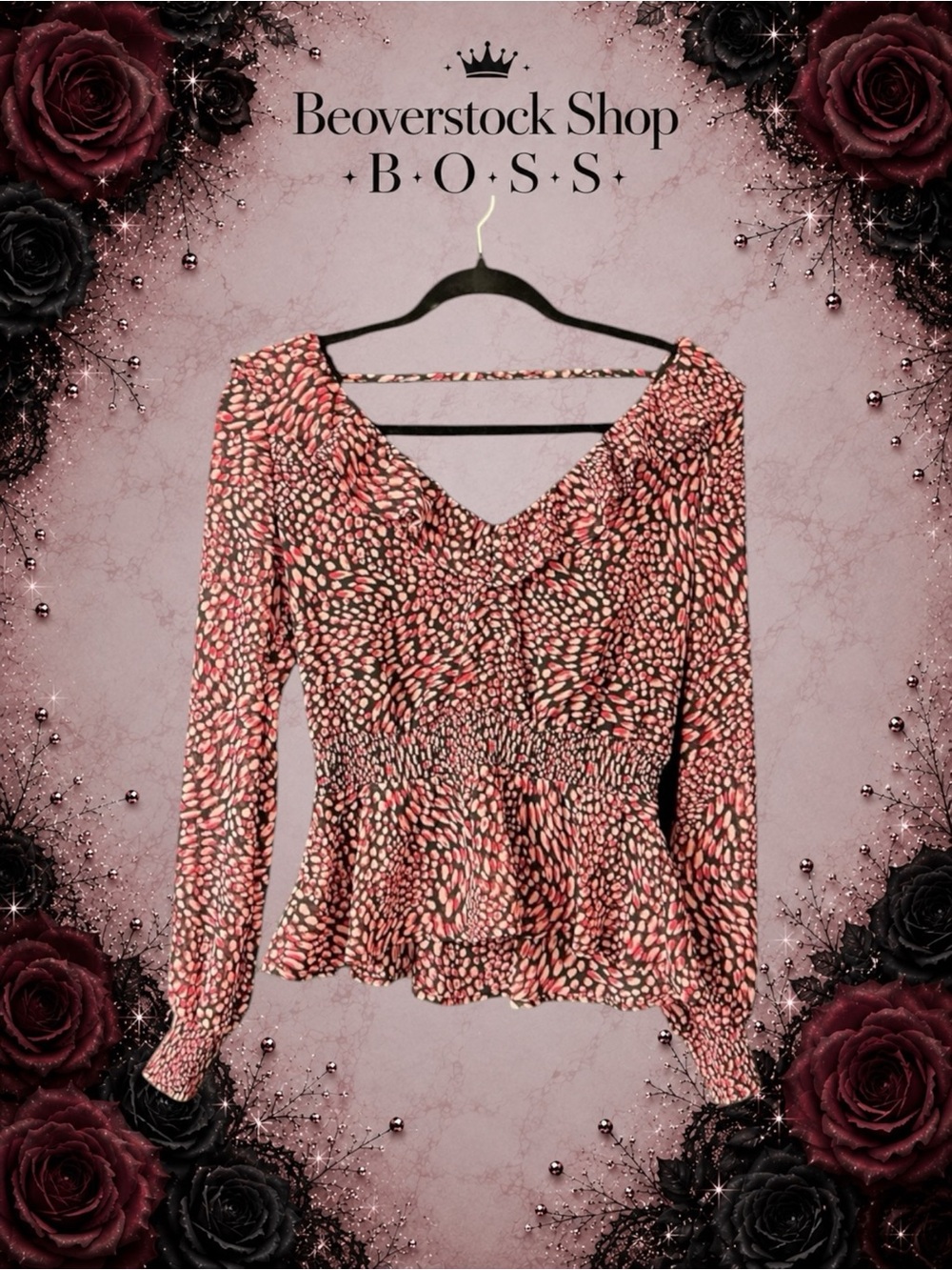 Preowned EUC Bar III Women's Ruffle Smocked Peplum Blouse Top– XS